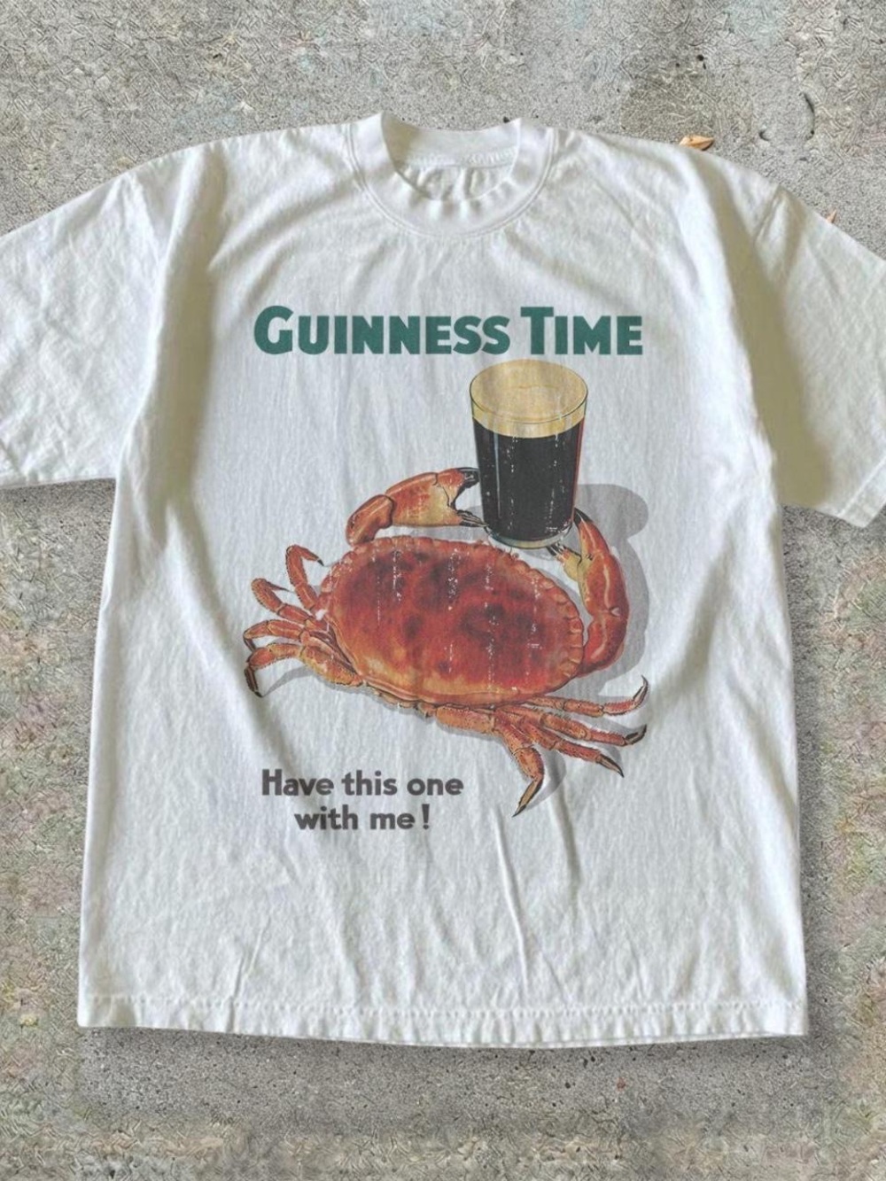 Gildan White T-shirt with Guinness Time Crab Graphic